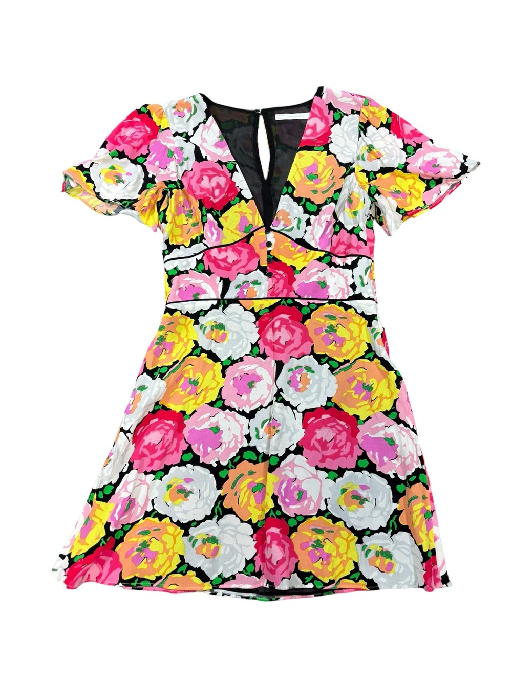 Zara Trafaluc Collection Floral Mini Dress Women’s Medium Bright Retro Babydoll